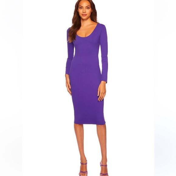 NWT Susana Monaco U Neck Bodycon MIDI Dress Pink Glo XL Revolve - Picture 12 of 15